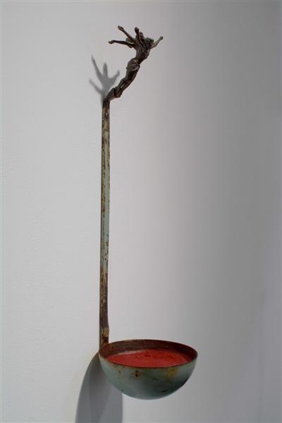<span>Leap Of Faith</span><br />2006 - 30&quot x 8&quot x 8½&quot - steel, aluminum, patinas, acrylics, wax