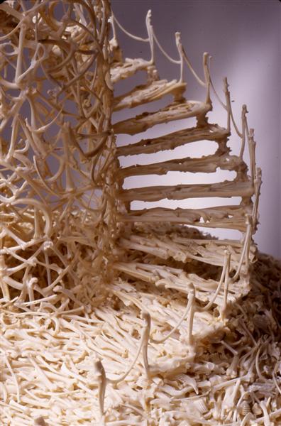 <span>Pull Of The Moon (detail)</span><br />2000 - 73&quot x 11&quot x 11&quot - tiny bones, bone putty